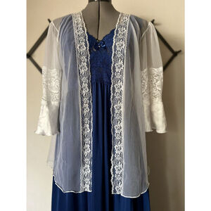 Vintage Nylon Baby Doll Lingerie Bed Jacket Peignoir Robe Negligee sz L